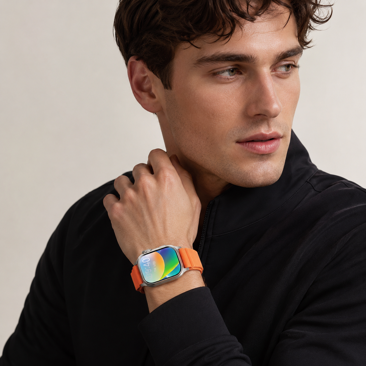 Vivid Orange Sport Smartwatch side view
