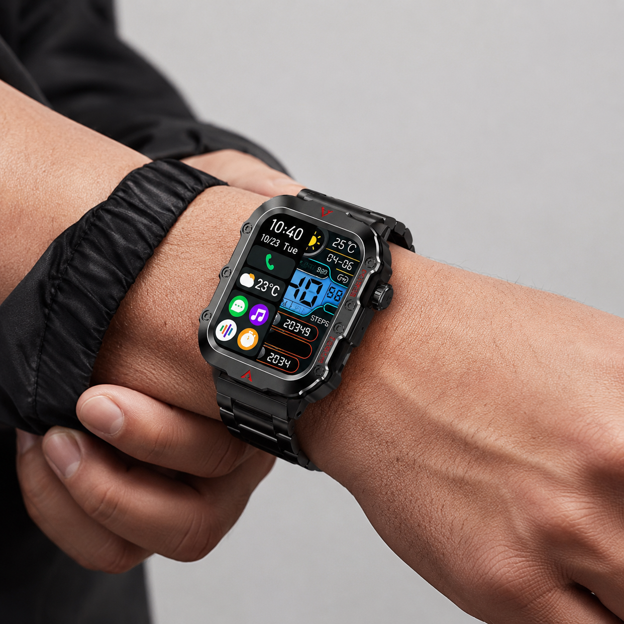 Rugged Steel Smartwatch side view