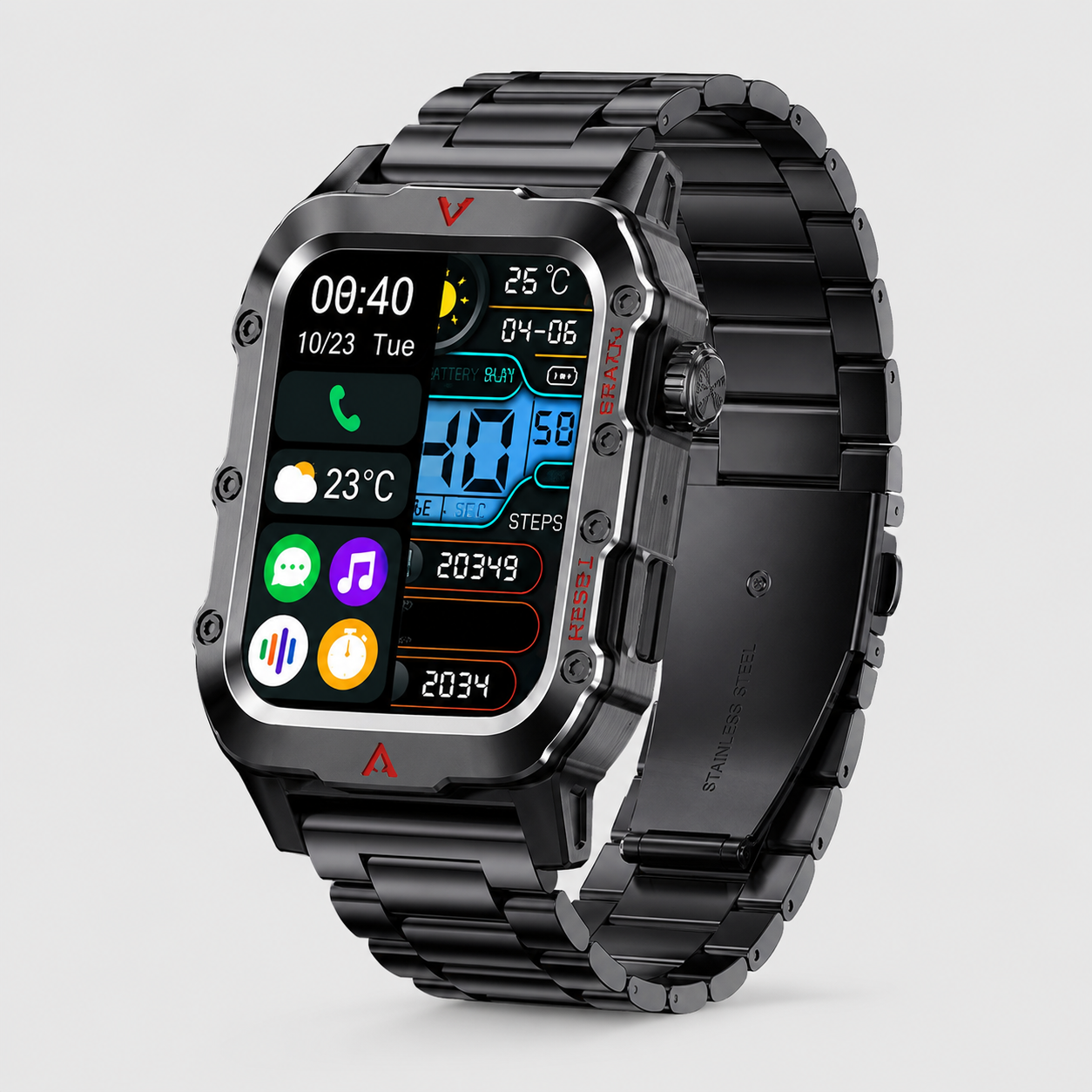 Rugged Steel Smartwatch detail view
