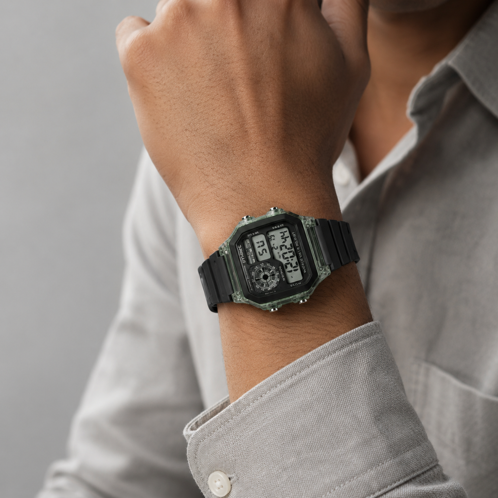 Retro Square Digital Watch front view