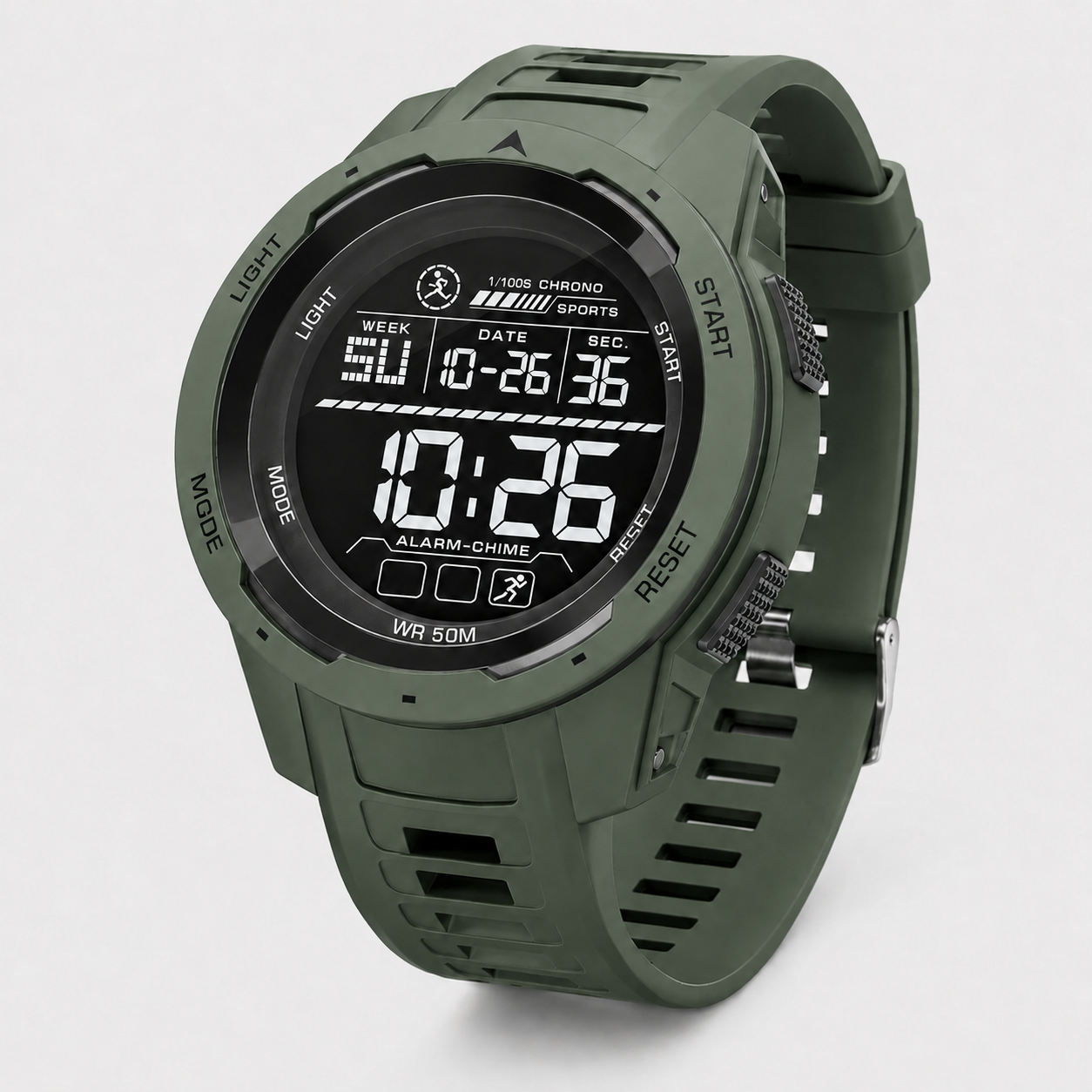 Military Green Digital Sports Watch