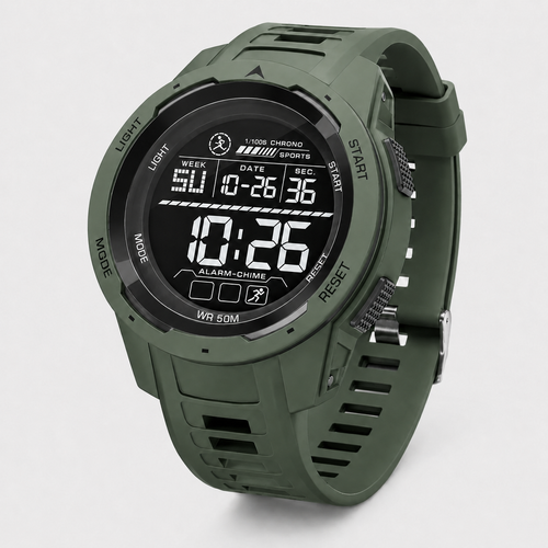 Military Green Digital Sports Watch