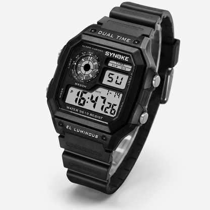 Black Dual Time Digital Sports Watch