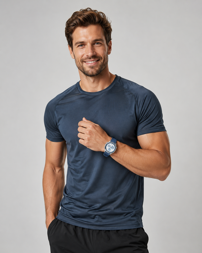 Silver Blue Sport Fitness Watch front view